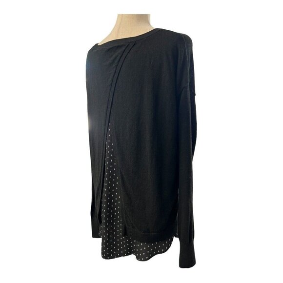 Ann Taylor LOFT Mixed Media Sweater~Size M~Black White Diamond Split Back L5 23 - Picture 6 of 11